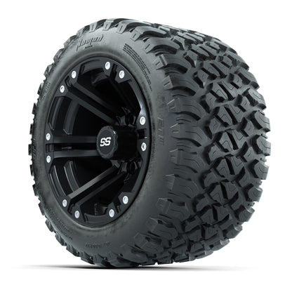 GTW® Specter Matte Black 12 in Wheels with 20X10-12 Nomad Steel Belt Radial All-Terrain Tires – Full Set