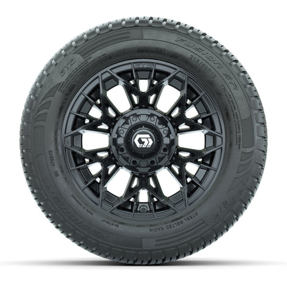 Set of (4) 12 in GTW® Stellar Black Wheels with 215/50-R12 Fusion S/R Street Tires