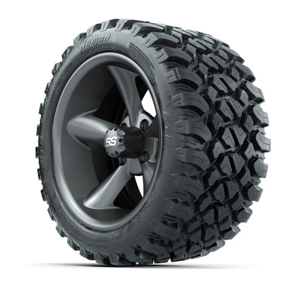 GTW® Godfather Matte Gray 14 in Wheels with 23X10-R14 Nomad Steel Belt Radial All-Terrain Tires – Full Set