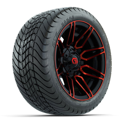 GTW® Stealth Black/Red 12 in Wheels with 215/35-12 Mamba Street Tires – Full Set