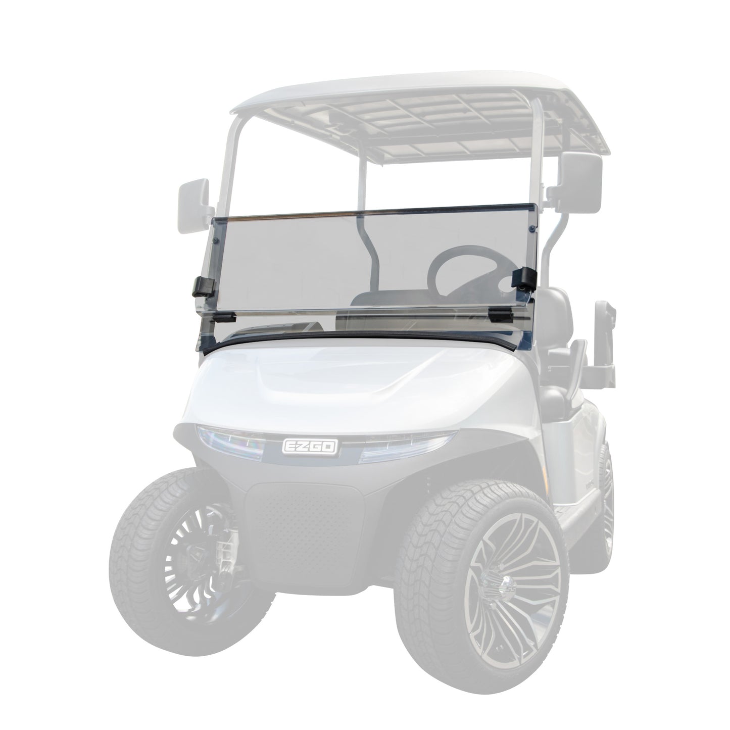 RedDot EZGO RXV with Modular Top Tinted Folding 3/16" Windshield with Rubber Trim (Years 2024-Up)