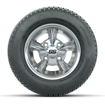 GTW Godfather Chrome 10 in Wheels with 205/50-10 Fusion Street Tires – Full Set