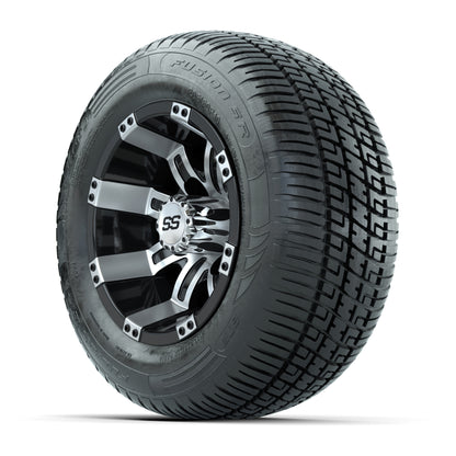 GTW Tempest Black/Machined 10 in Wheels with 205/50-R10 Fusion S/R Radial Steel Belt Street Tires - Full Set
