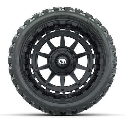 GTW® Barricade Gloss Black 15 in Wheels with 23x10-R15 Nomad Steel Belted Radial All-Terrain Tires – Full Set