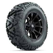 GTW Diablo Gloss Black/Machined 14 in Wheels with 25x10-14 Barrage Mud Tires – Full Set
