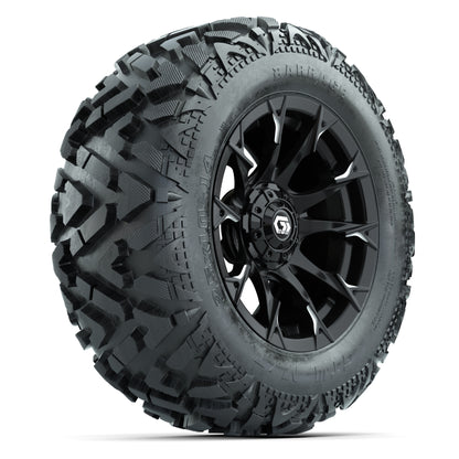 GTW Diablo Gloss Black/Machined 14 in Wheels with 25x10-14 Barrage Mud Tires – Full Set
