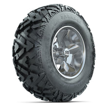 GTW® Godfather Chrome 12 in Wheels with 25X10-12 Barrage Mud Tires – Full Set