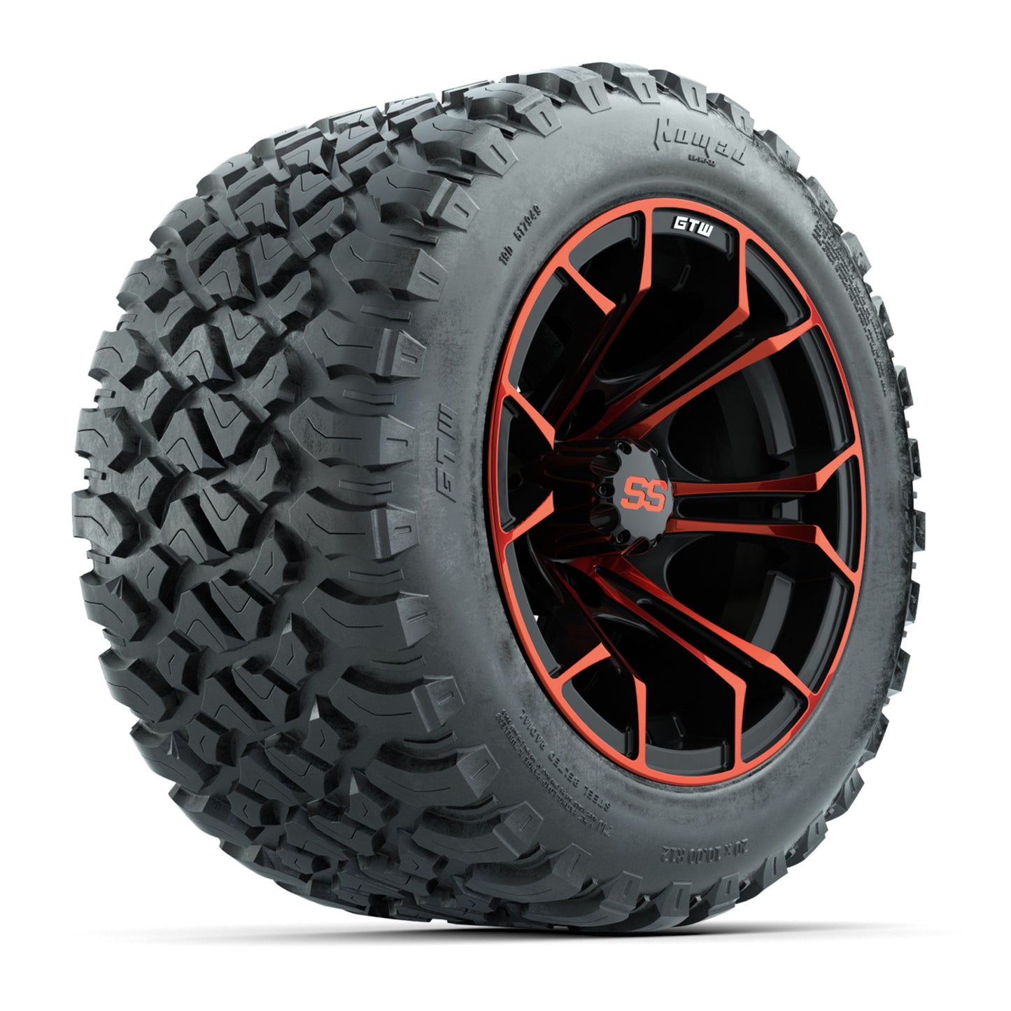 GTW® Spyder Black/Red 12 in Wheels with 20X10-12 Nomad Steel Belt Radial All-Terrain Tires – Full Set