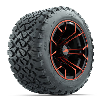 GTW® Spyder Black/Red 12 in Wheels with 20X10-12 Nomad Steel Belt Radial All-Terrain Tires – Full Set