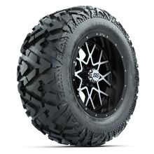 GTW Vortex Matte Black/Machined 14 in Wheels with 25x10-14 Barrage Mud Tires – Full Set