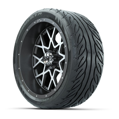 GTW® Vortex 2 Matte Gray/Machined 14 in Wheels with 205/40-R14 Fusion GTR Steel Belt Radial Street Tires – Full Set