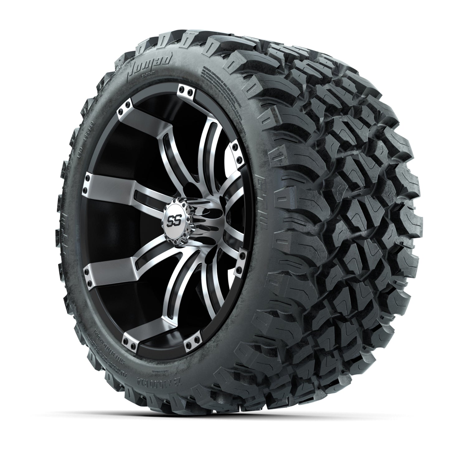 GTW® Tempest Black/Machined 14 in Wheels with 23X10-R14 Nomad Steel Belt Radial All-Terrain Tires – Full Set