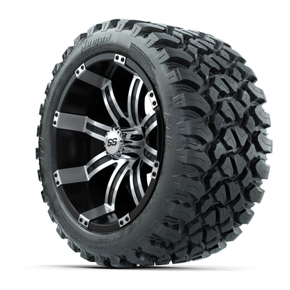 GTW® Tempest Black/Machined 14 in Wheels with 23X10-R14 Nomad Steel Belt Radial All-Terrain Tires – Full Set