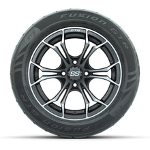 GTW® Spyder Matte Gray/Machined 14 in Wheels with 255/45-R14 Fusion GTR Steel Belt Radial Street Tires – Full Set