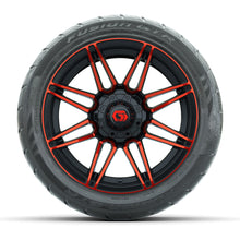 GTW® Stealth Red/Machined 14 in Wheels with 225/40-R14 Fusion GTR Steel Belt Radial Street Tires – Full Set