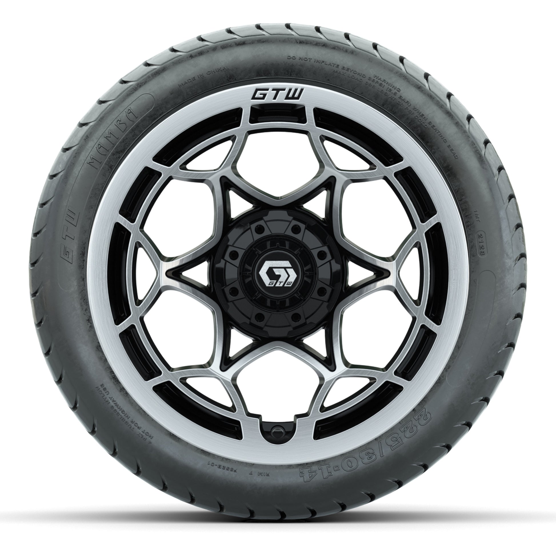 GTW Nexus Black/Silver 14 in Wheels with 225/30-14 Mamba Street Tires – Full Set