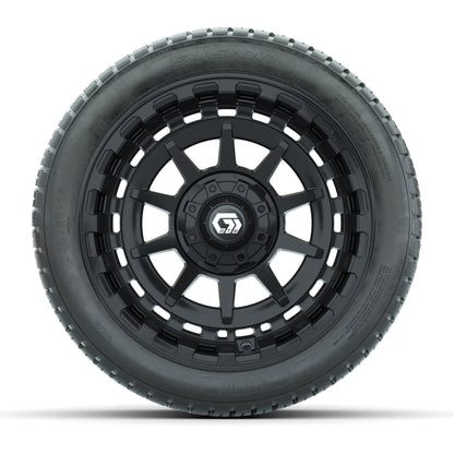 GTW® Barricade Gloss Black 14 in Wheels with 205/30-14 Fusion Street Tires – Full Set