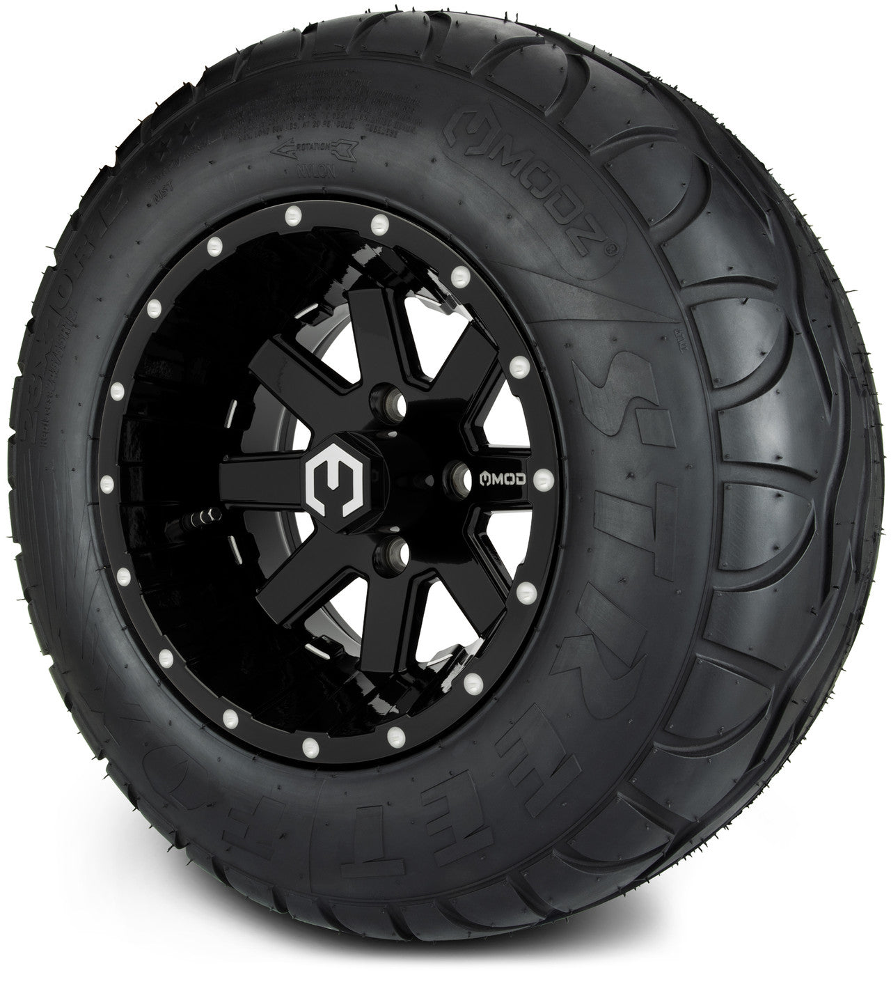 MODZ® 12" Assault Glossy Black with Ball Mill Wheels & Street Tires Combo