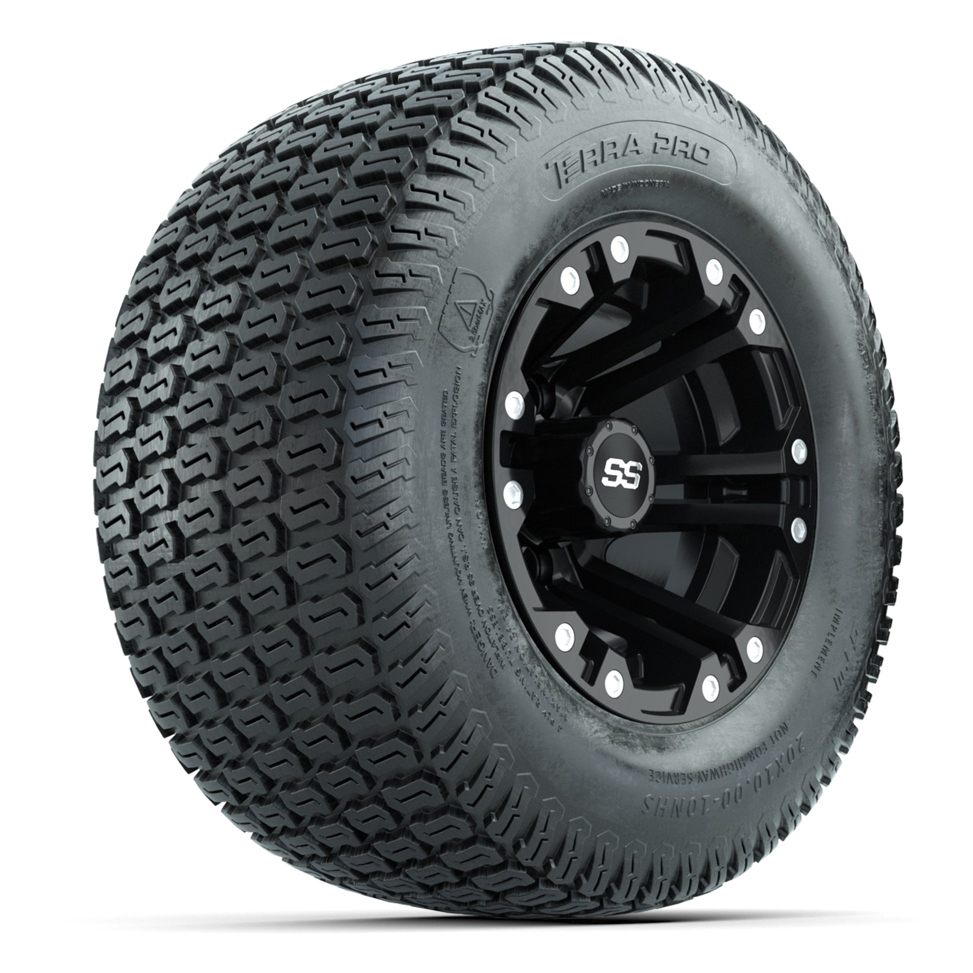 GTW Specter Matte Black 10 in Wheels with 20x10-10 S-Pattern Terra Pro Street Tires – Full Set