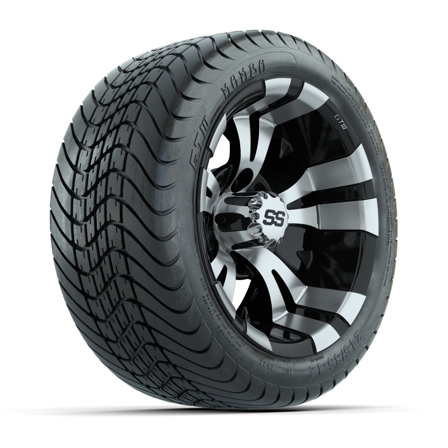 GTW Vampire Black and Machined 12 in Wheels with 18in Mamba Street Tires – Set of 4