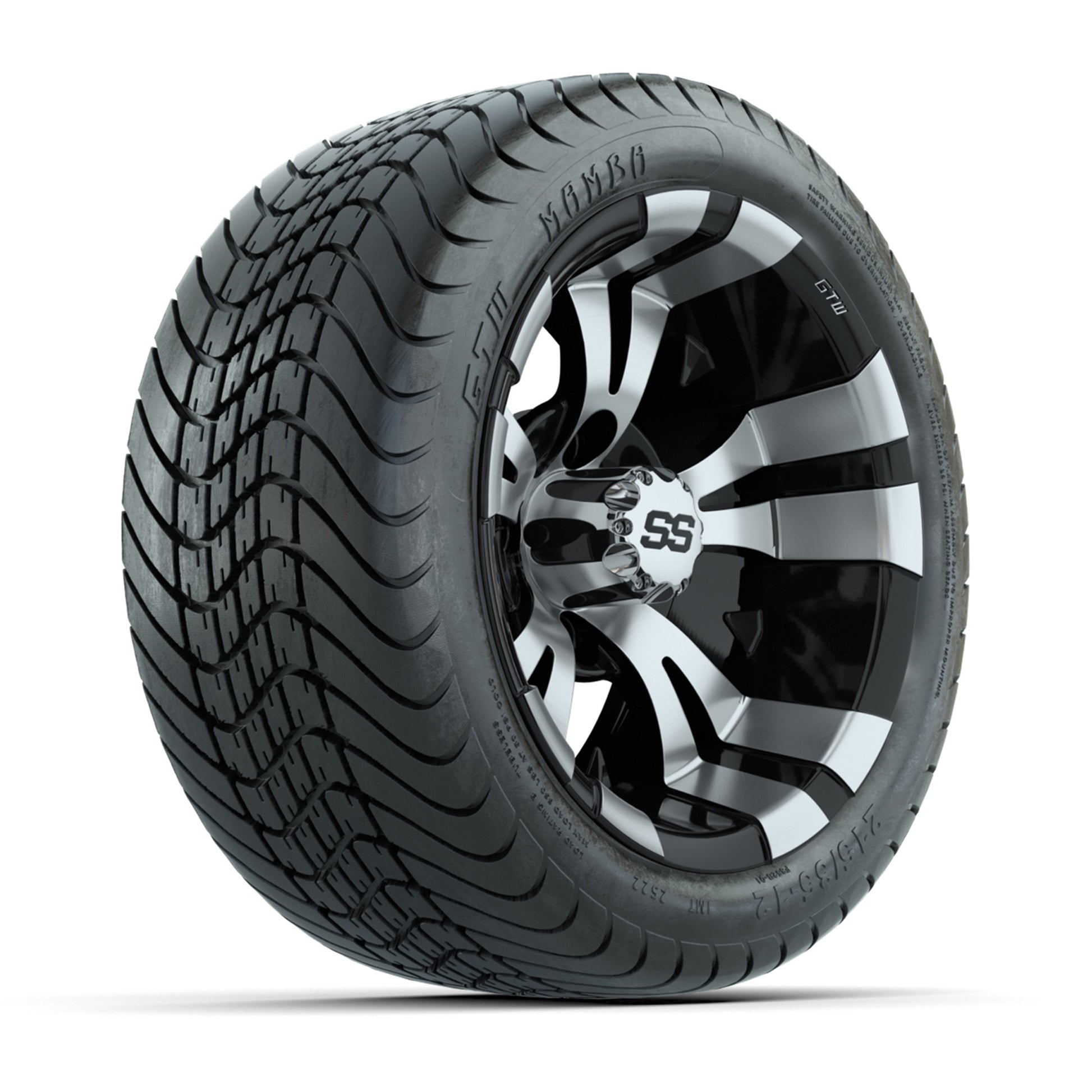 GTW Vampire Black and Machined 12 in Wheels with 18in Mamba Street Tires – Set of 4