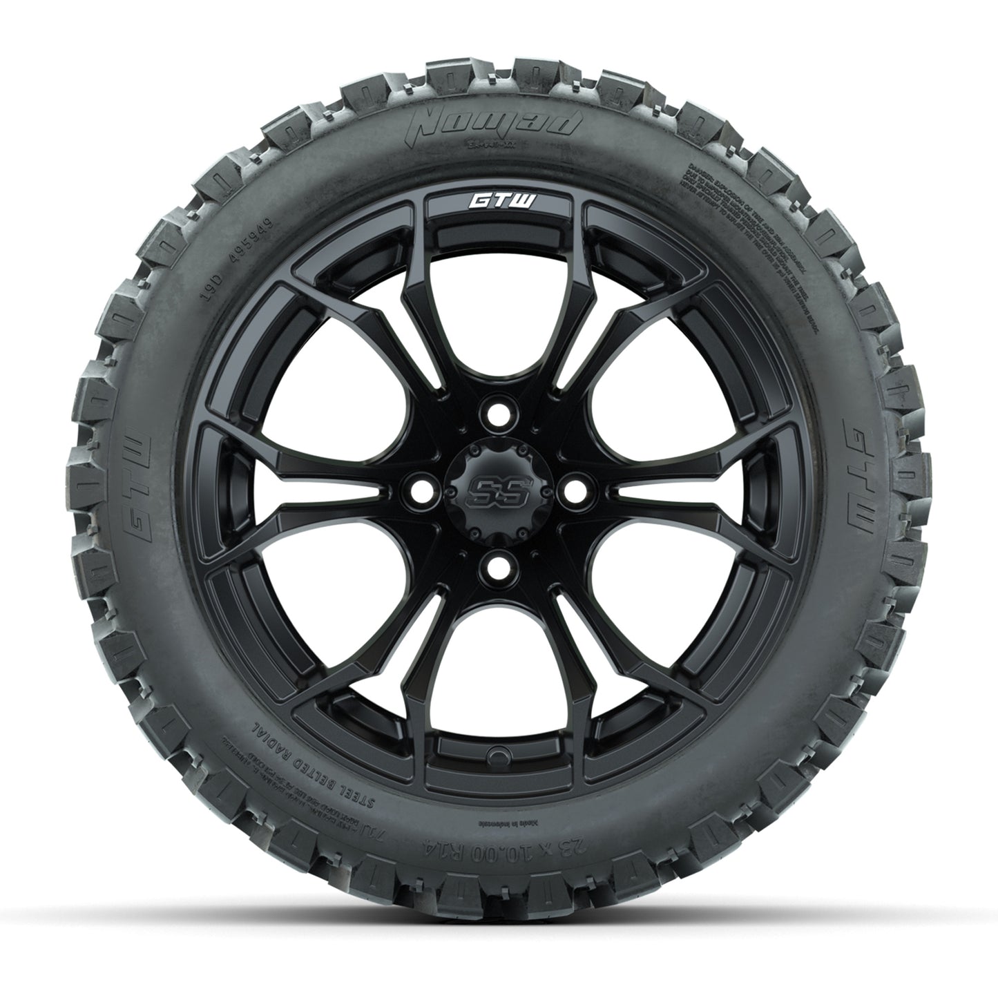 GTW Spyder Matte Black 14 in Wheels with 23x10-14 GTW Nomad All-Terrain Tires – Full Set