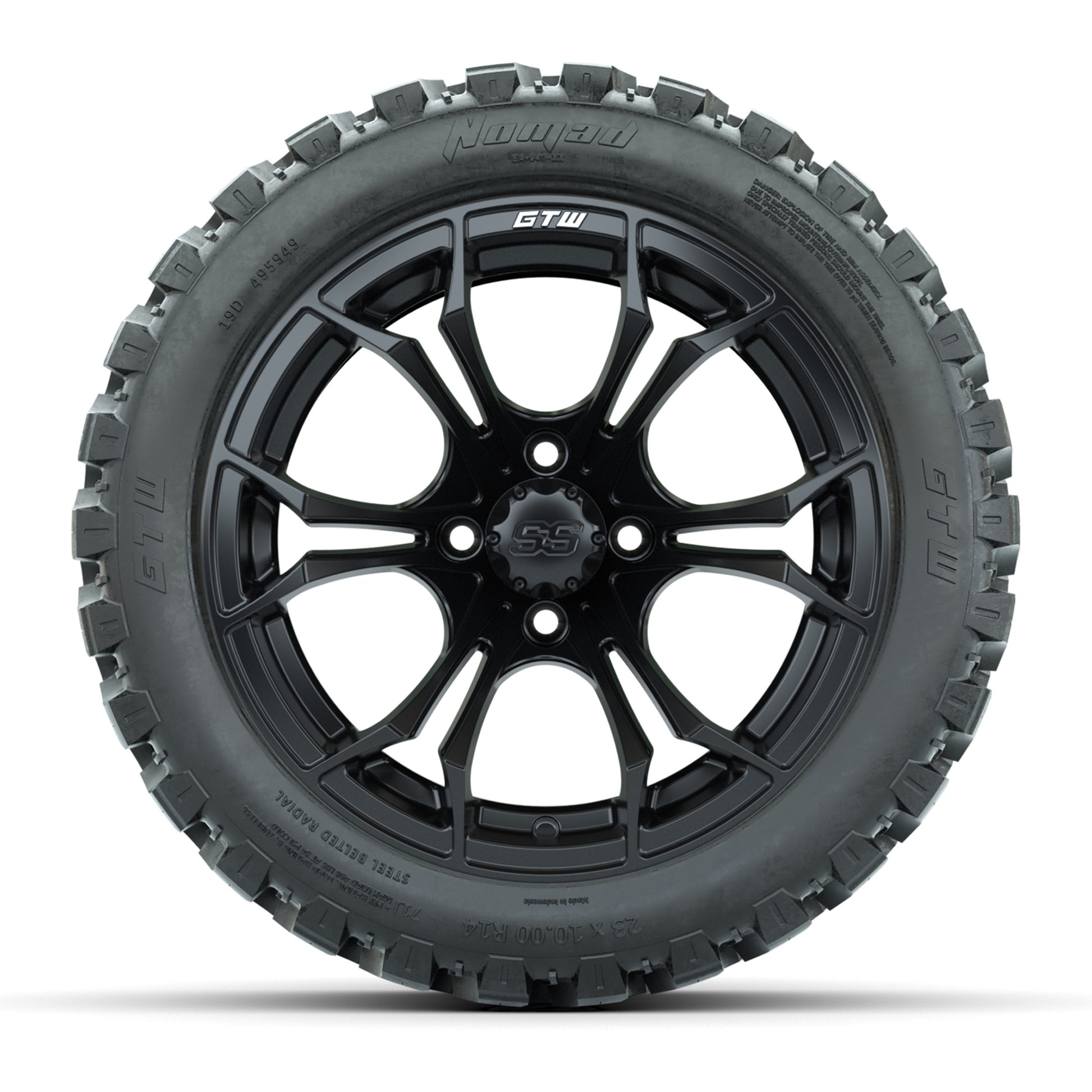 GTW Spyder Matte Black 14 in Wheels with 23x10-14 GTW Nomad All-Terrain Tires – Full Set