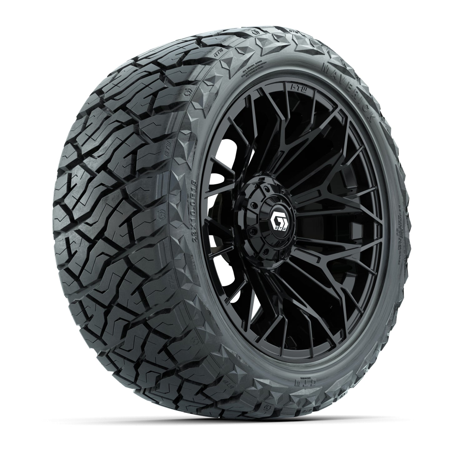 GTW Stellar Matte Black 15 in Wheels with 23x10.00-R15 Maverick All-Terrain Tires – Full Set