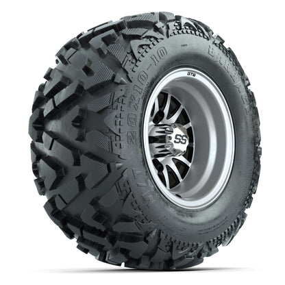 GTW Medusa Black/Machined 10 in Wheels with 20x10-10 Barrage Mud Tires – Full Set
