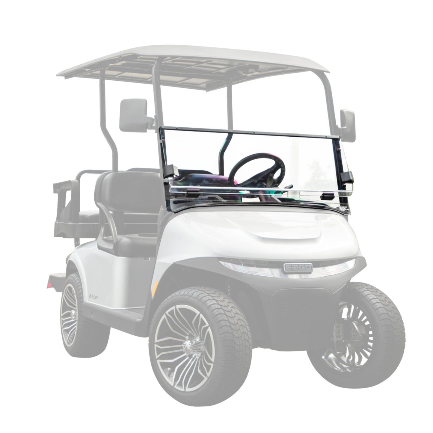 RedDot EZGO RXV with Modular Top Clear Folding Impact Modified Windshield with Rubber Trim (Years 2024-Up)