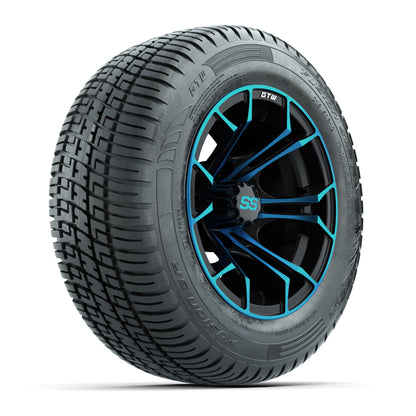 GTW Spyder Blue/Black 12 in Wheels with 215/50-R12 Fusion S/R Street Tires – Full Set