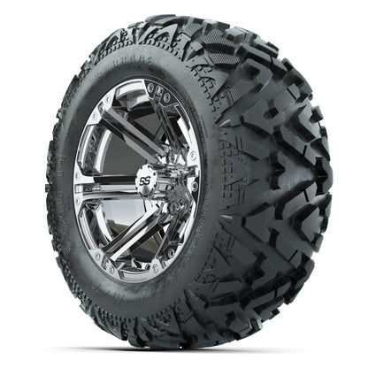 GTW Specter Chrome 14 in Wheels with 25x10-14 Barrage Mud Tires – Full Set