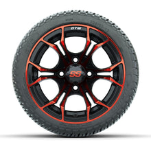 GTW® Spyder Black/Red 12 in Wheels with 205/30-12 Fusion Street Tires – Full Set
