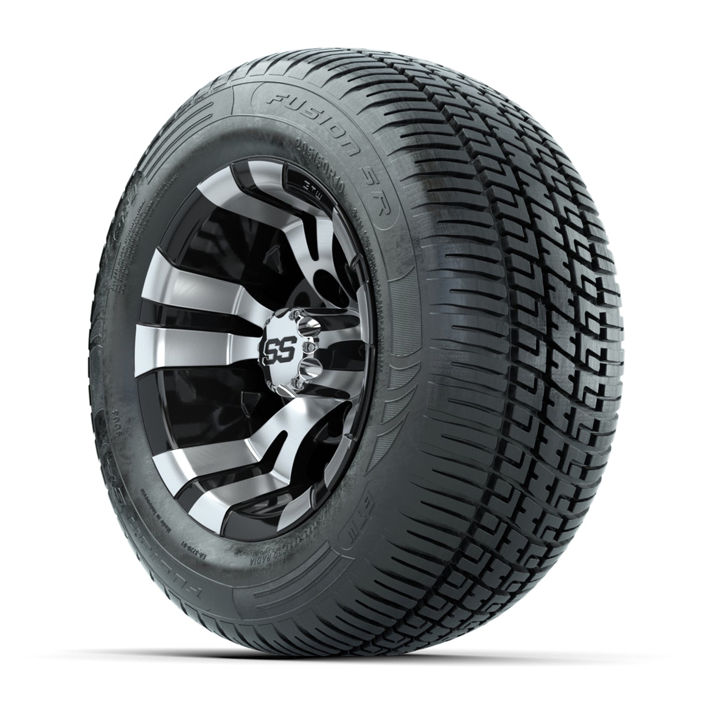 GTW Vampire Black/Machined 10 in Wheels with 205/50-R10 Fusion S/R Radial Steel Belt Street Tires - Full Set