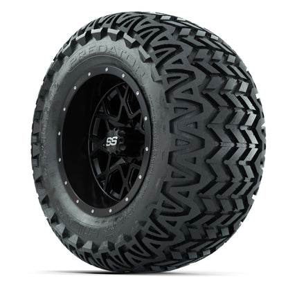 GTW® Vortex 2 Matte Black/Machined 12 in Wheels with 23X10.5-12 Predator All-Terrain Tires – Full Set