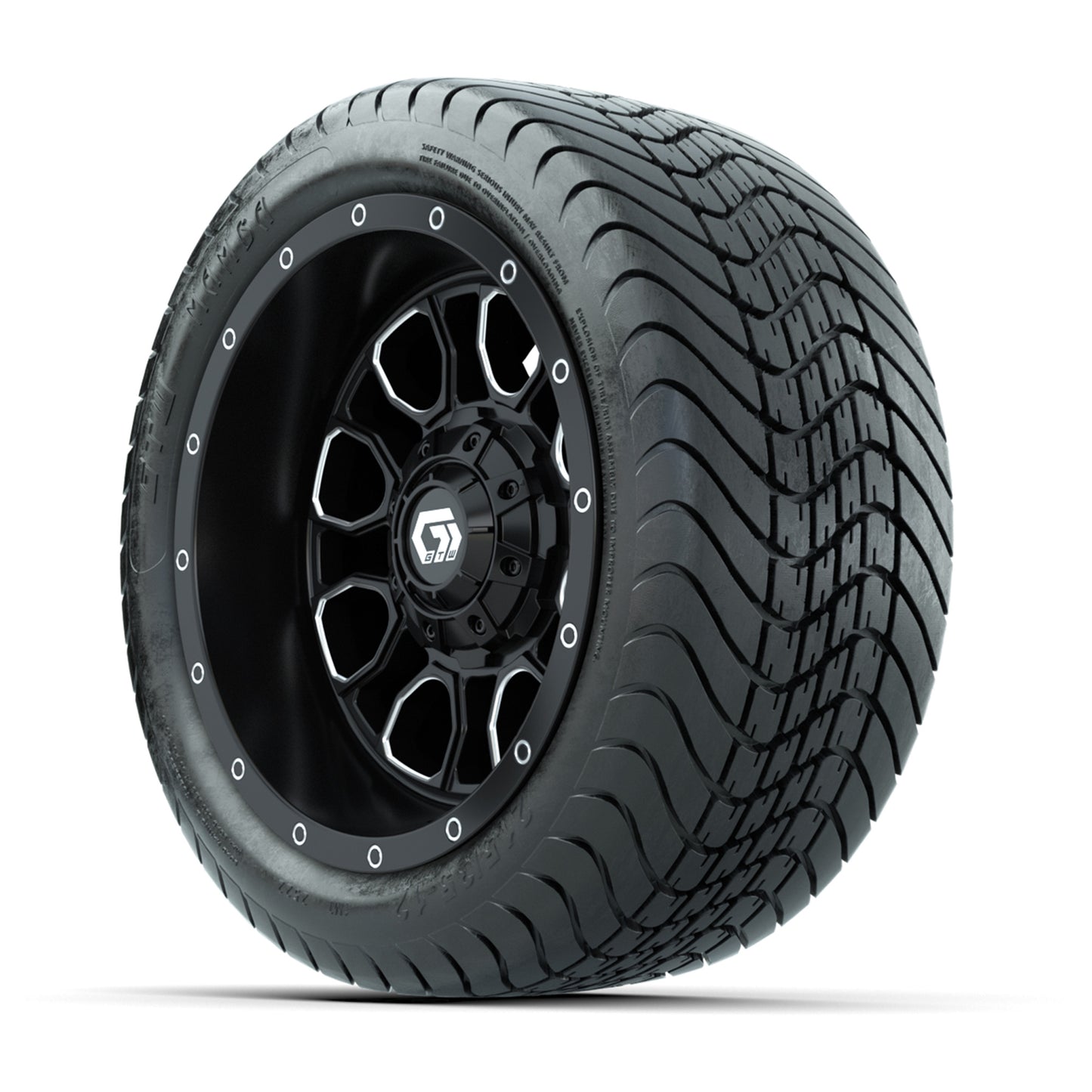 Set of (4) 12 in GTW® Volt Machined & Black Wheels with 215/35-12 Mamba Street Tires