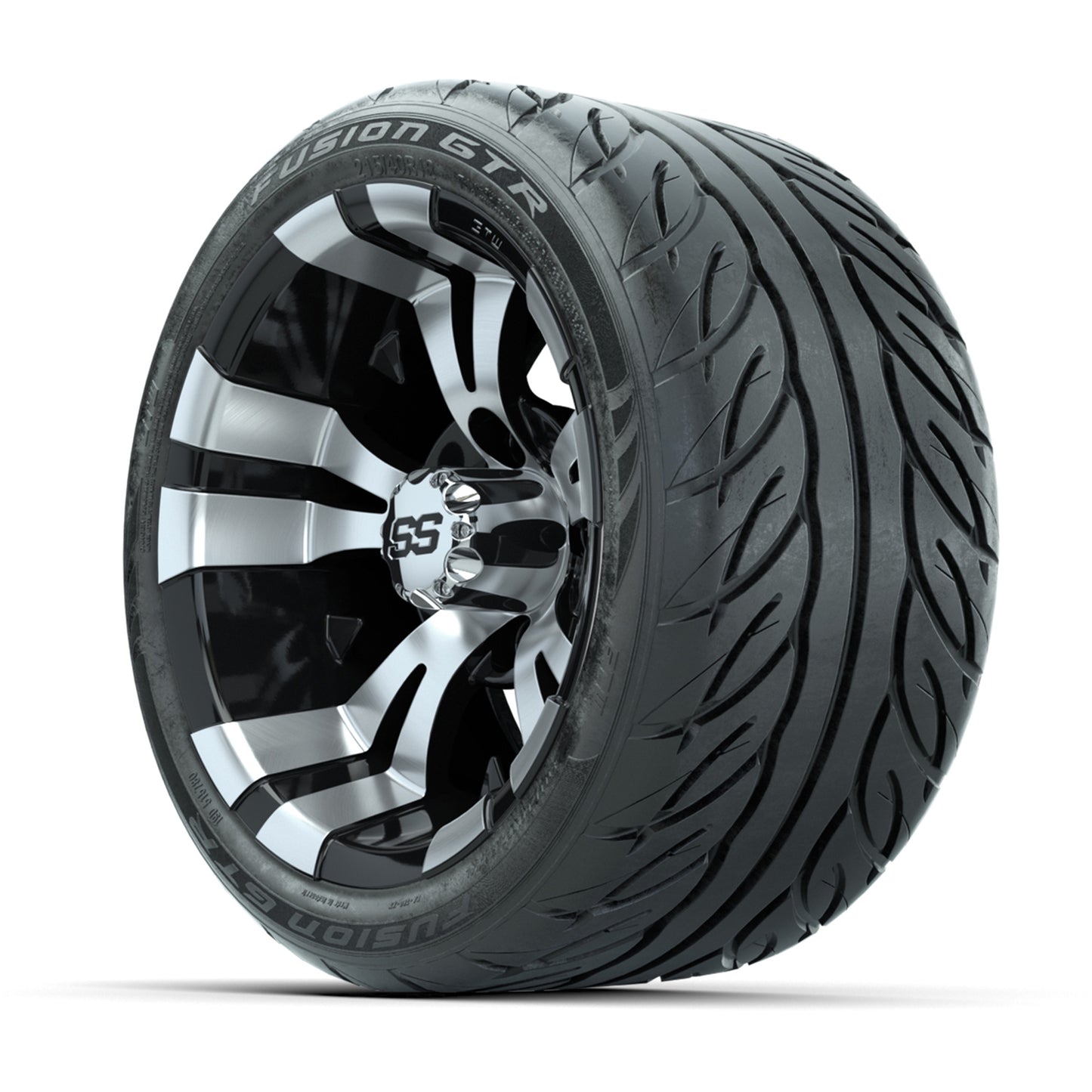 12” GTW Vampire Machined/Black Wheels with Fusion GTR Street Tires – Set of 4