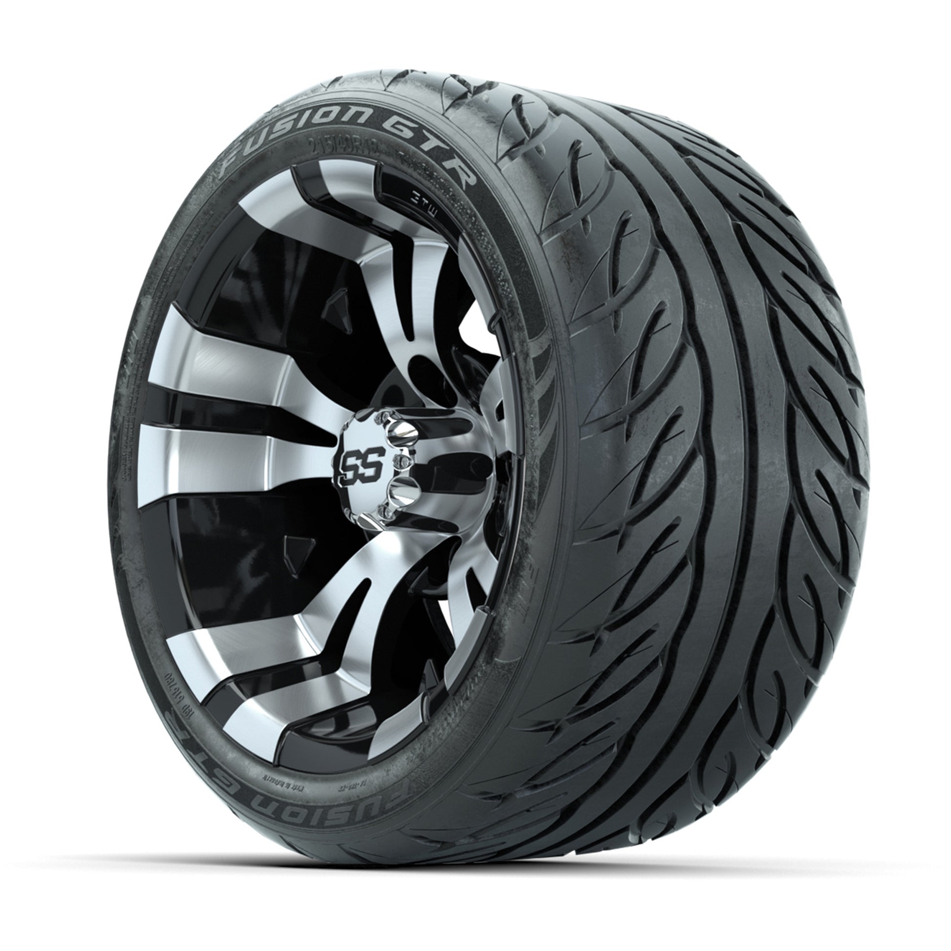 12” GTW Vampire Machined/Black Wheels with Fusion GTR Street Tires – Set of 4