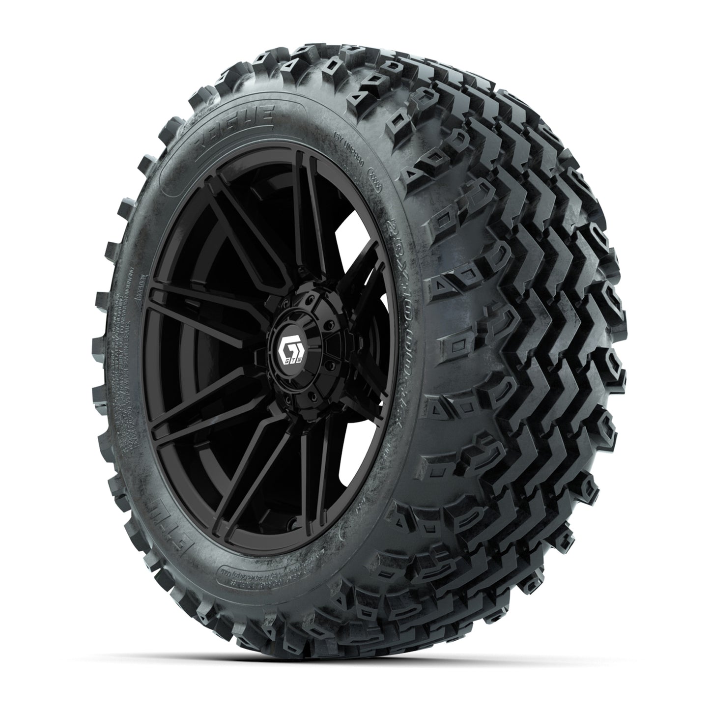 GTW® Stealth Gloss Black 14 in Wheels with 23X10-14 Rogue All-Terrain Tires – Full Set