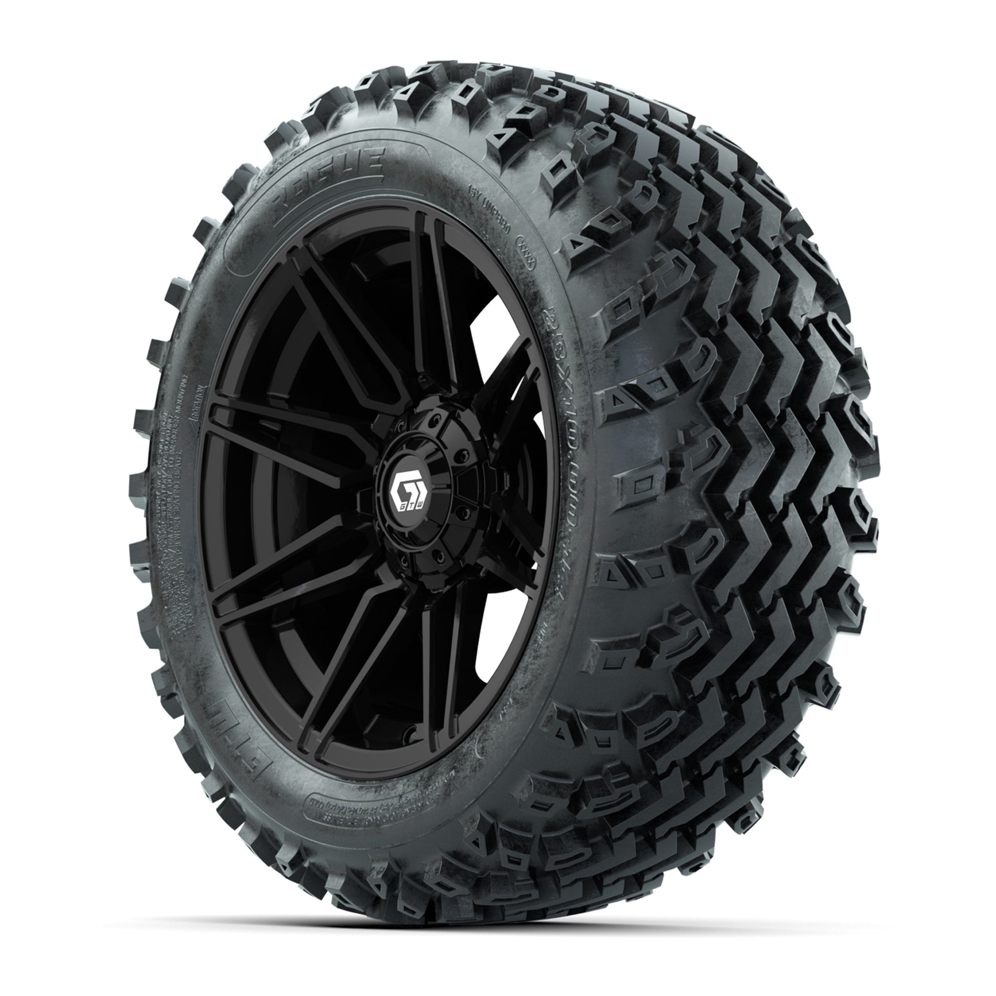 GTW® Stealth Gloss Black 14 in Wheels with 23X10-14 Rogue All-Terrain Tires – Full Set
