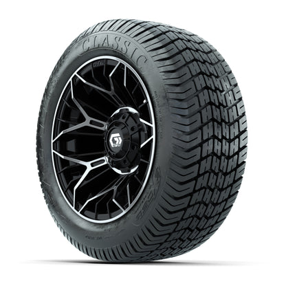 GTW® Stellar Black/Machined 12 in Wheels with 215/40-12 Excel Classic Street Tires – Full Set