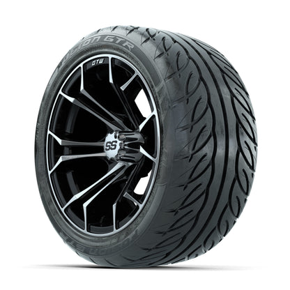 GTW Spyder Machined/Black 14 in Wheels with 225/40-R14 Fusion GTR Street Tires – Full Set