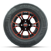 GTW® Spyder Black/Red 12 in Wheels with 255/55-R12 Fusion GTR Steel Belt Radial Street Tires – Full Set