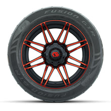 GTW® Stealth Red/Machined 14 in Wheels with 255/45-R14 Fusion GTR Steel Belt Radial Street Tires – Full Set