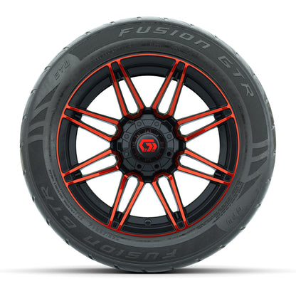 GTW® Stealth Red/Machined 14 in Wheels with 255/45-R14 Fusion GTR Steel Belt Radial Street Tires – Full Set