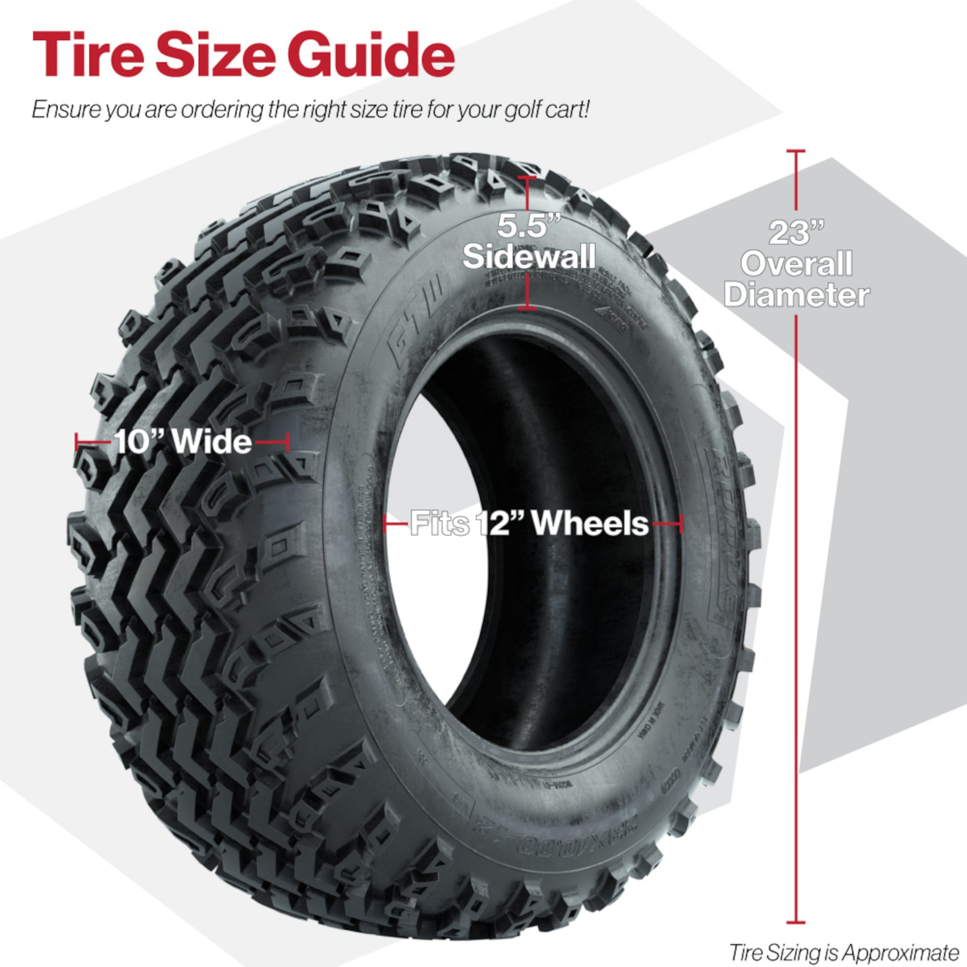 GTW® Shogun Gloss Black 12 in Wheels with 23X10.00-12 Rogue All-Terrain Tires – Full Set