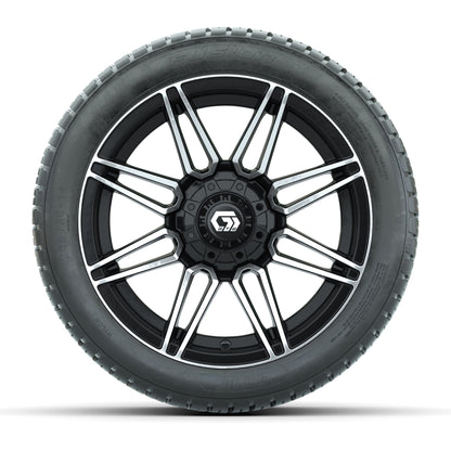 GTW® Stealth Gloss Black/Machined 14 in Wheels with 205/30-14 Fusion Street Tires – Full Set