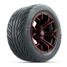 GTW® Spyder Black/Red 14 in Wheels with 255/45-R14 Fusion GTR Steel Belt Radial Street Tires – Full Set