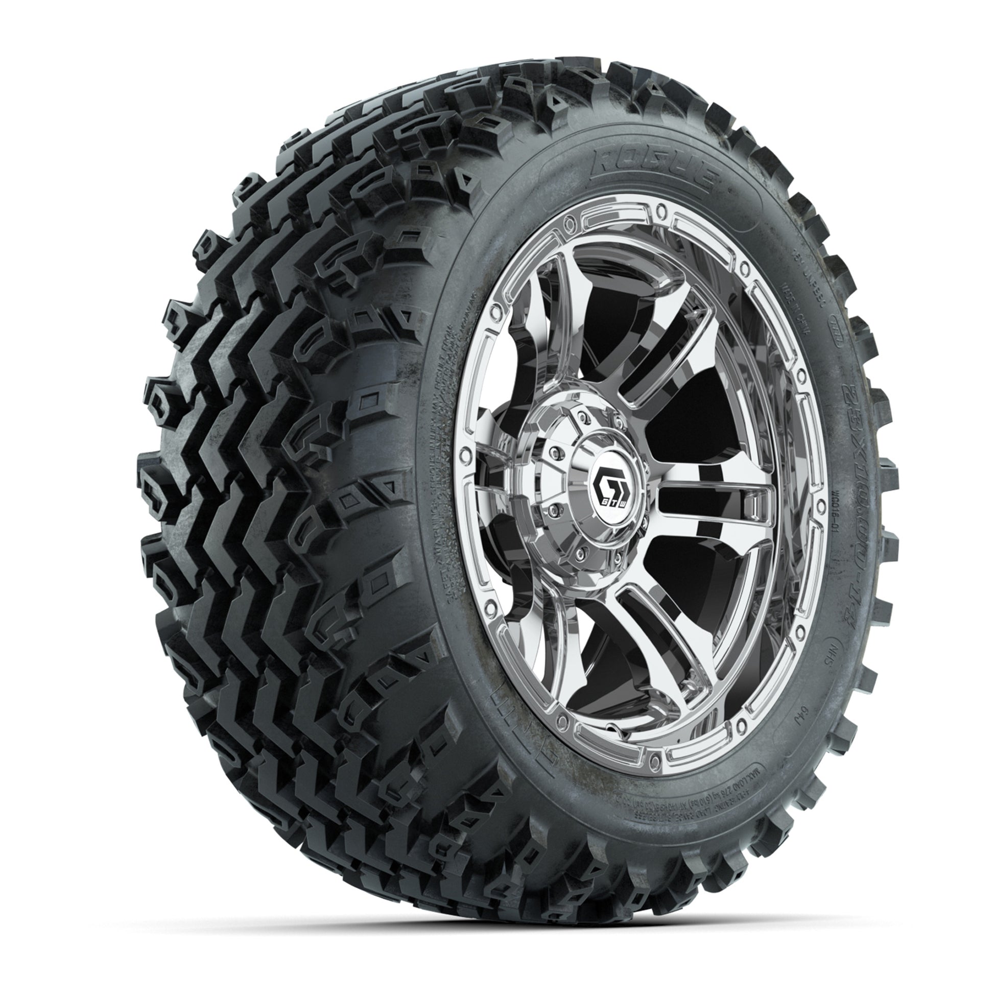 GTW® Shogun Chrome 14 in Wheels with 23X10-14 Rogue All-Terrain Tires - Full Set