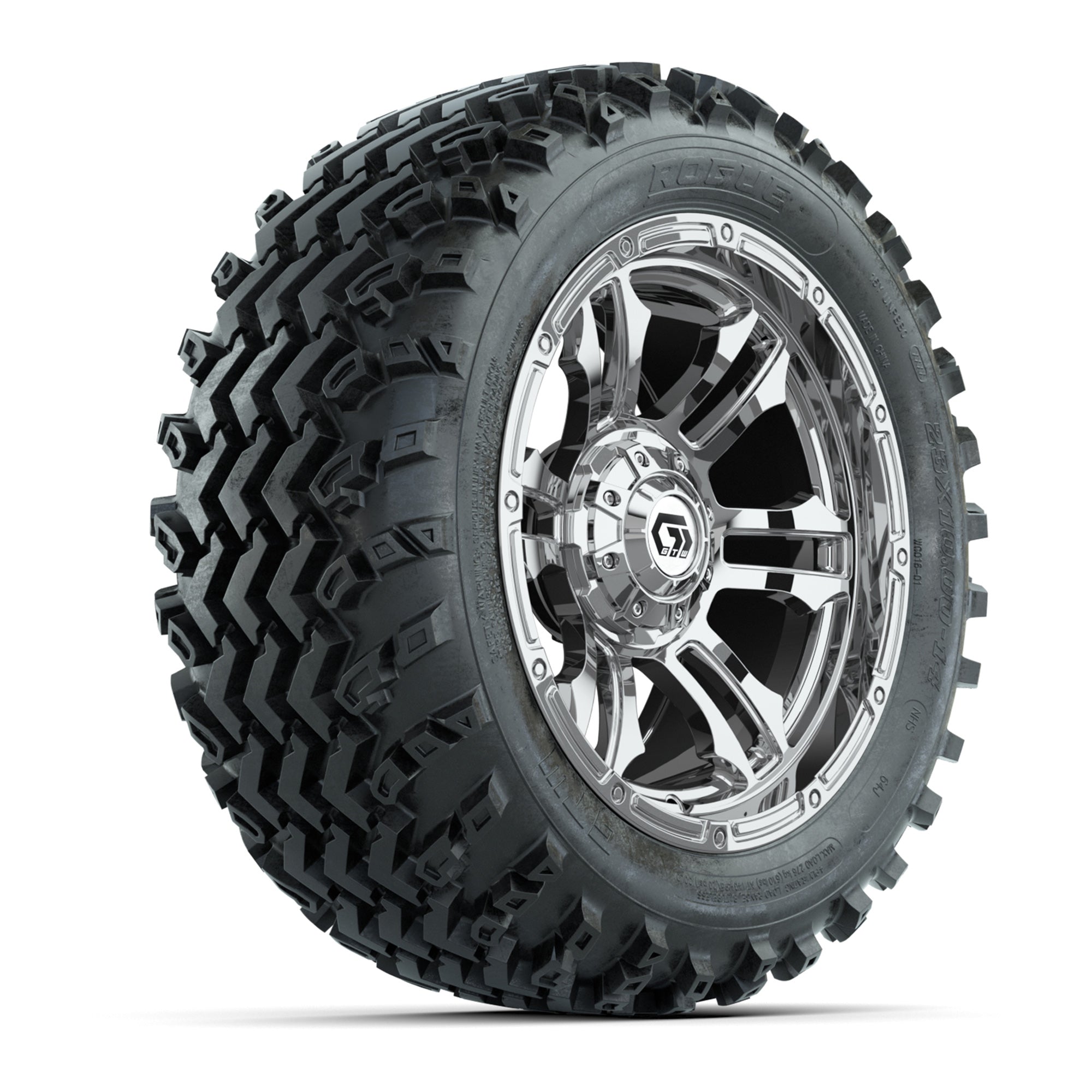 GTW® Shogun Chrome 14 in Wheels with 23X10-14 Rogue All-Terrain Tires - Full Set